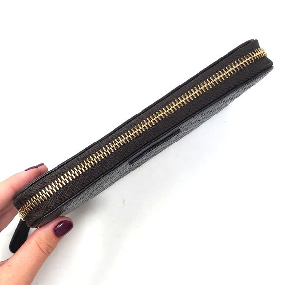 GUCCI Microguccissima GG Micro Logo Leather Zip Around Continental Wallet Brown - Picture 8 of 13